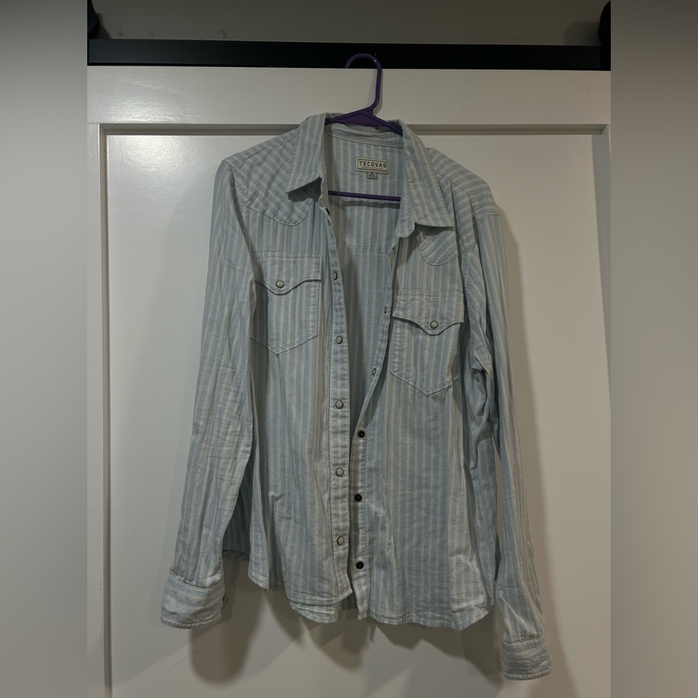 Tecovas Light Blue Striped Shirt